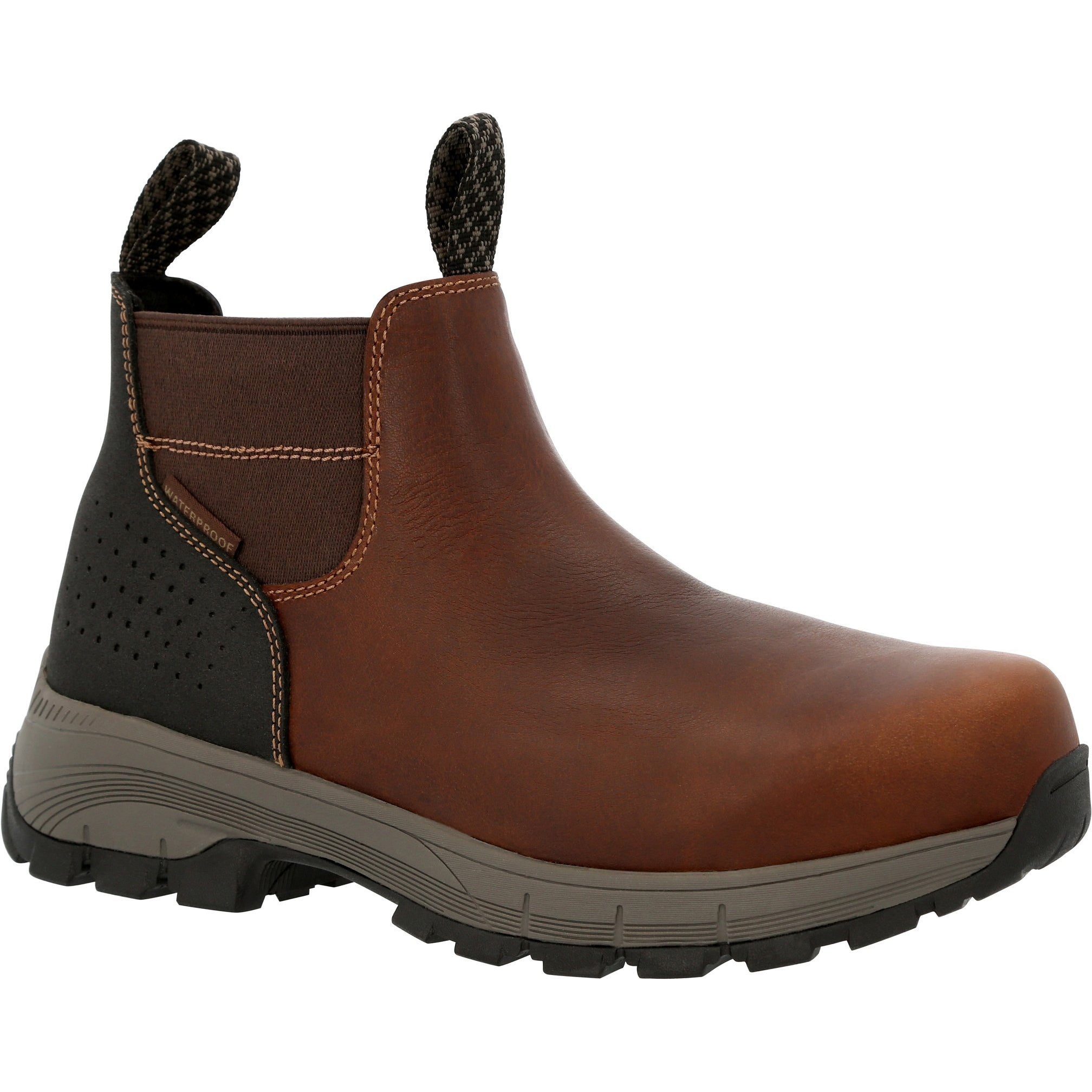 Georgia Men's Eagle Trail 5" Soft Toe WP Chelsea Boot- Brown - GB00478 8 / Medium / Brown - Overlook Boots