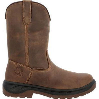 Georgia Men's Boot Ot 10" Waterproof Pull On Work Boot -Brown- GB00523 8 / Medium / Brown - Overlook Boots