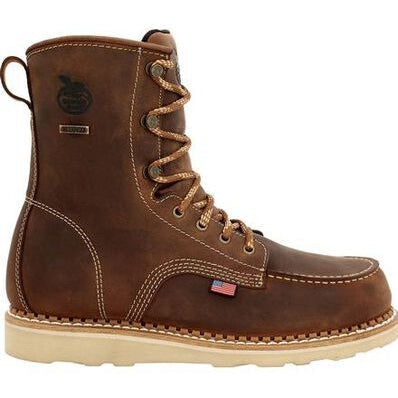 Georgia Men's Wedge 8" WP Soft Toe Slip Resist Work Boot -Brown- GB00532 7 / Medium / Brown - Overlook Boots