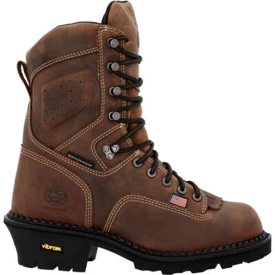 Georgia Men's Usa Logger 9" WP Comp Toe Work Boot - Crazy - GB00540 8 / Medium / Brown - Overlook Boots