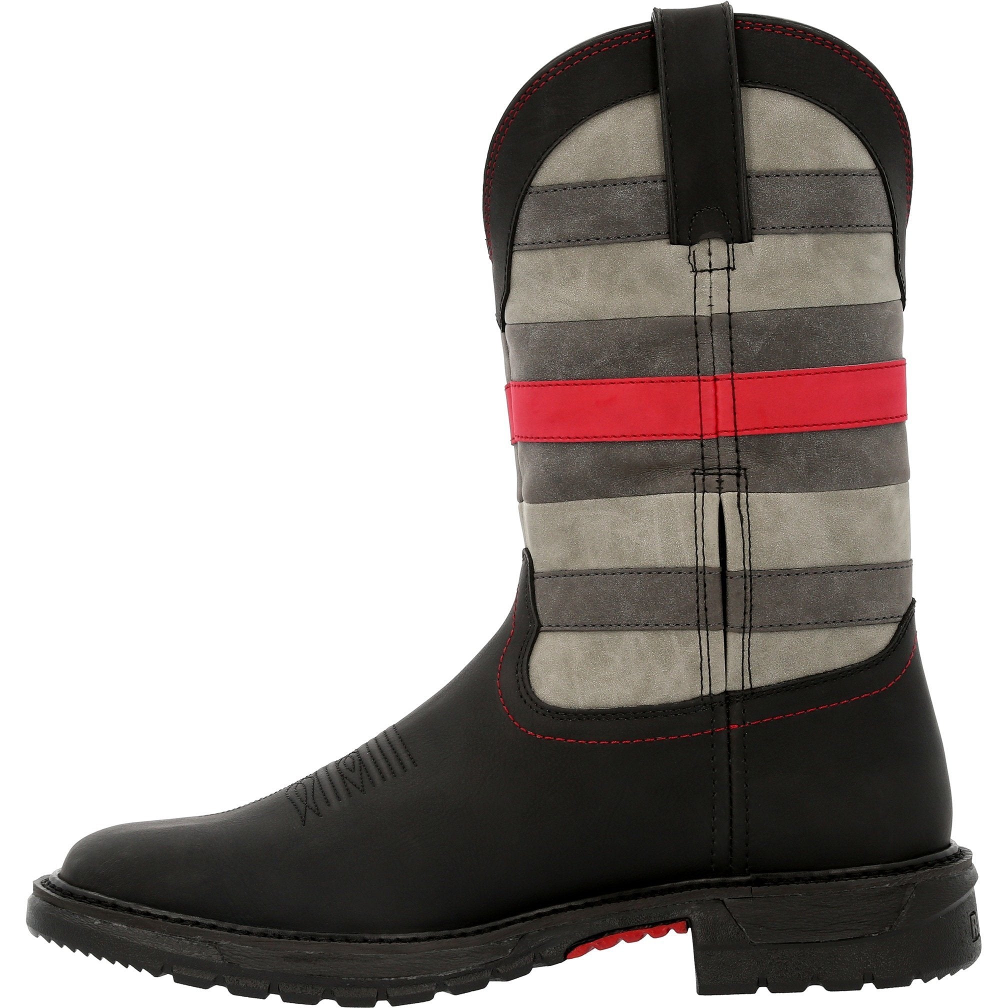 Rocky Men's Red Line 11" Square Toe Western Work Boot- Black - RKD0088  - Overlook Boots