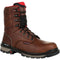 Rocky Men's Rams Horn 8" Waterproof Work Boot - Brown - RKK0296 8.0 / Medium / Dark Brown - Overlook Boots