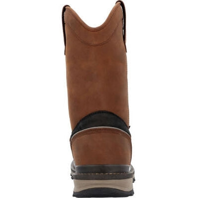 Rocky Men's Rams Horn 10" WP Safety Toe Pull On Work Boot - Brown - RKK0398  - Overlook Boots