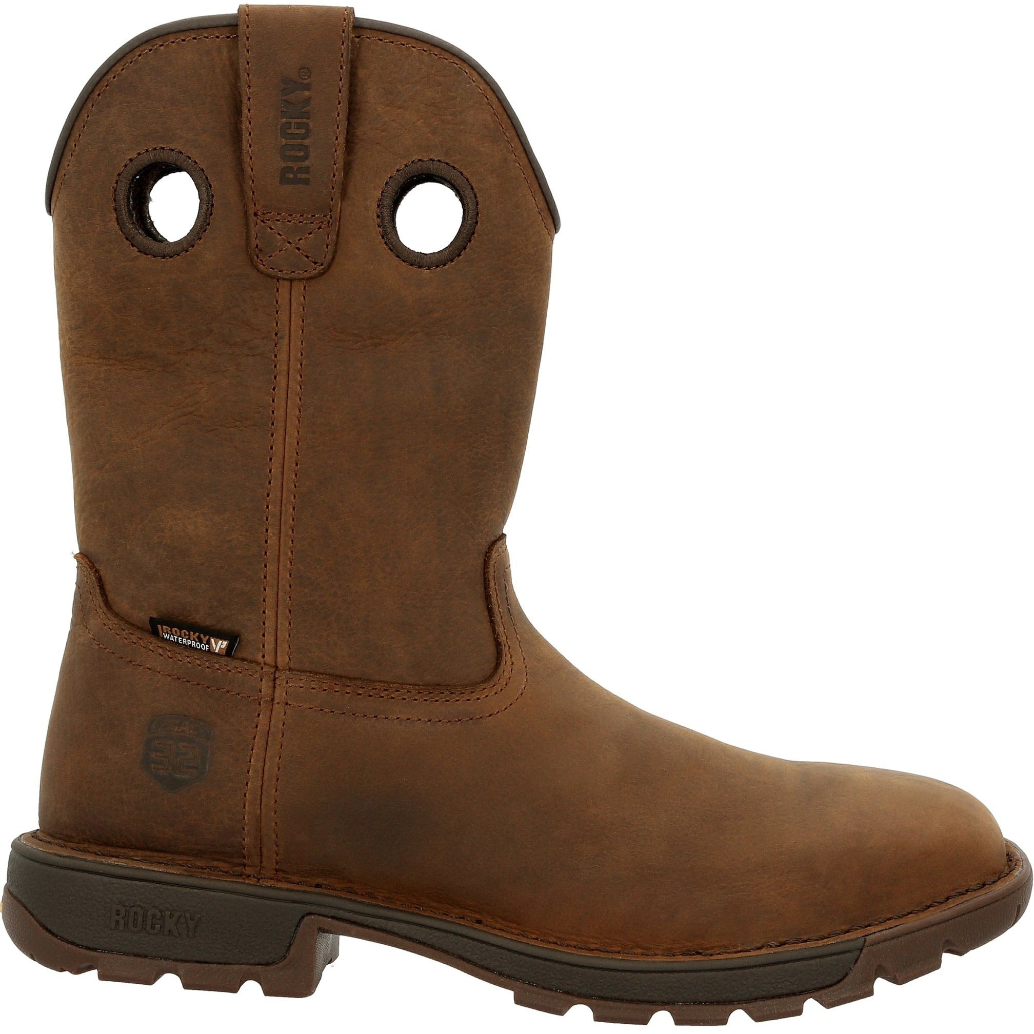 Rocky Men's Legacy 32 10" Stl Toe WP Western Work Boot- Brown- RKW0339  - Overlook Boots