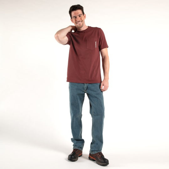Timberland Pro Men's Base Plate Short Sleeve T-Shirt - Maroon - TB0A1HNS644  - Overlook Boots