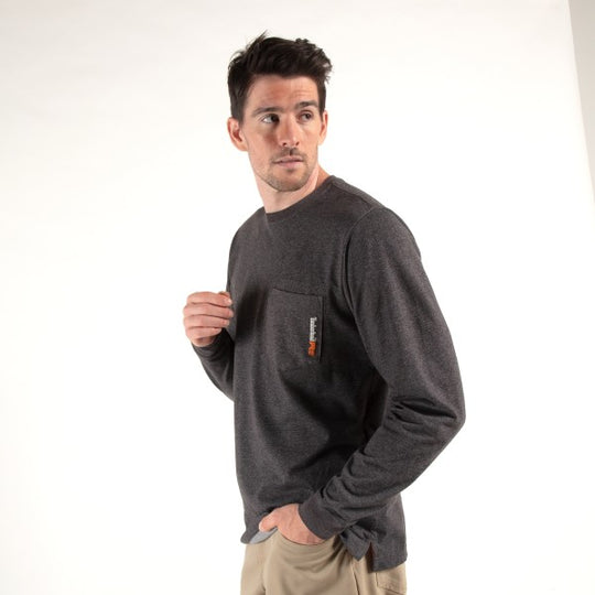 Timberland Pro Men's Base Plate Blended Long Sleeve T-Shirt - Grey - TB0A1HVN013  - Overlook Boots