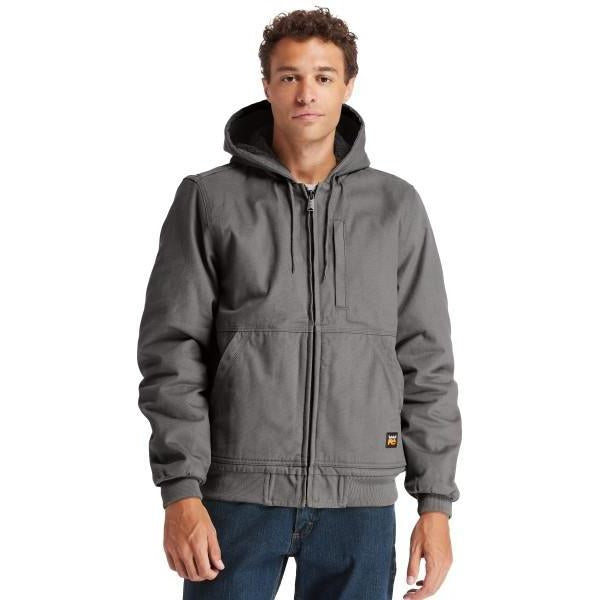 Timberland Pro Men's Gritman Lined Canvas Hooded Jacket - Pewter - TB0A1VB4060 Small / Pewter - Overlook Boots
