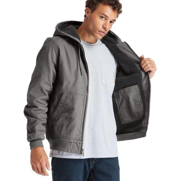 Timberland Pro Men's Gritman Lined Canvas Hooded Jacket - Pewter - TB0A1VB4060  - Overlook Boots