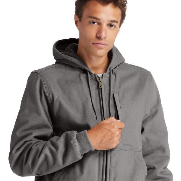 Timberland Pro Men's Gritman Lined Canvas Hooded Jacket - Pewter - TB0A1VB4060  - Overlook Boots