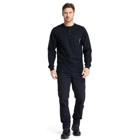 Timberland Pro Men's Flame Resistant Long Sleeve Work Henley - Black - TB0A23P4001  - Overlook Boots