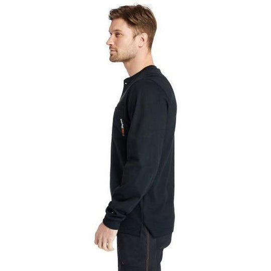 Timberland Pro Men's Flame Resistant Long Sleeve Work Henley - Black - TB0A23P4001  - Overlook Boots