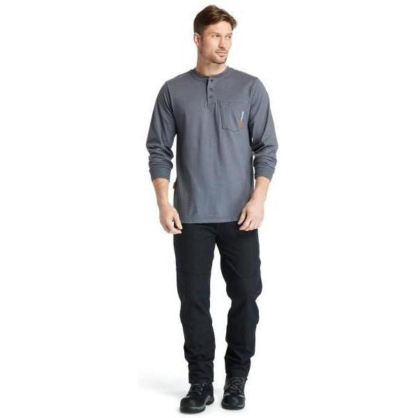 Timberland Pro Men's Flame Resistant Long Sleeve Work Henley - Charcoal - TB0A23P4003  - Overlook Boots