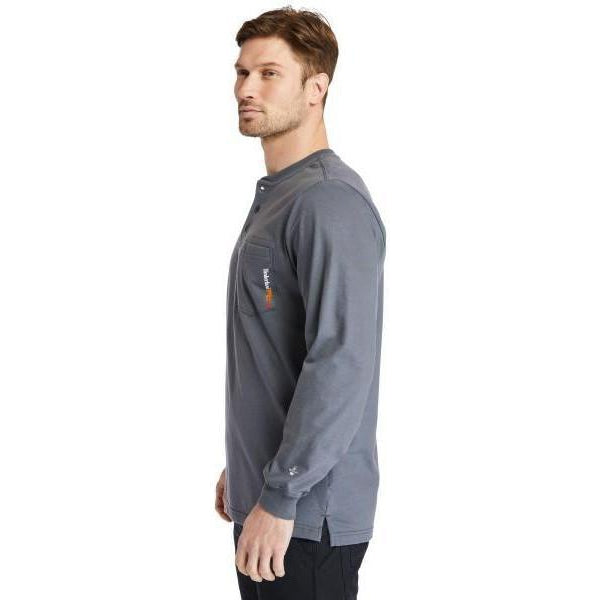 Timberland Pro Men's Flame Resistant Long Sleeve Work Henley - Charcoal - TB0A23P4003  - Overlook Boots