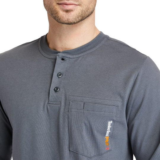 Timberland Pro Men's Flame Resistant Long Sleeve Work Henley - Charcoal - TB0A23P4003  - Overlook Boots