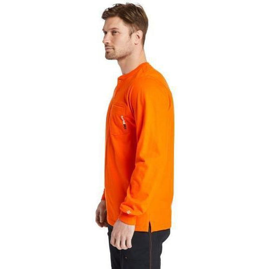 Timberland Pro Men's Flame Resistant Long Sleeve Work Henley - Orange - TB0A23P4Y86  - Overlook Boots