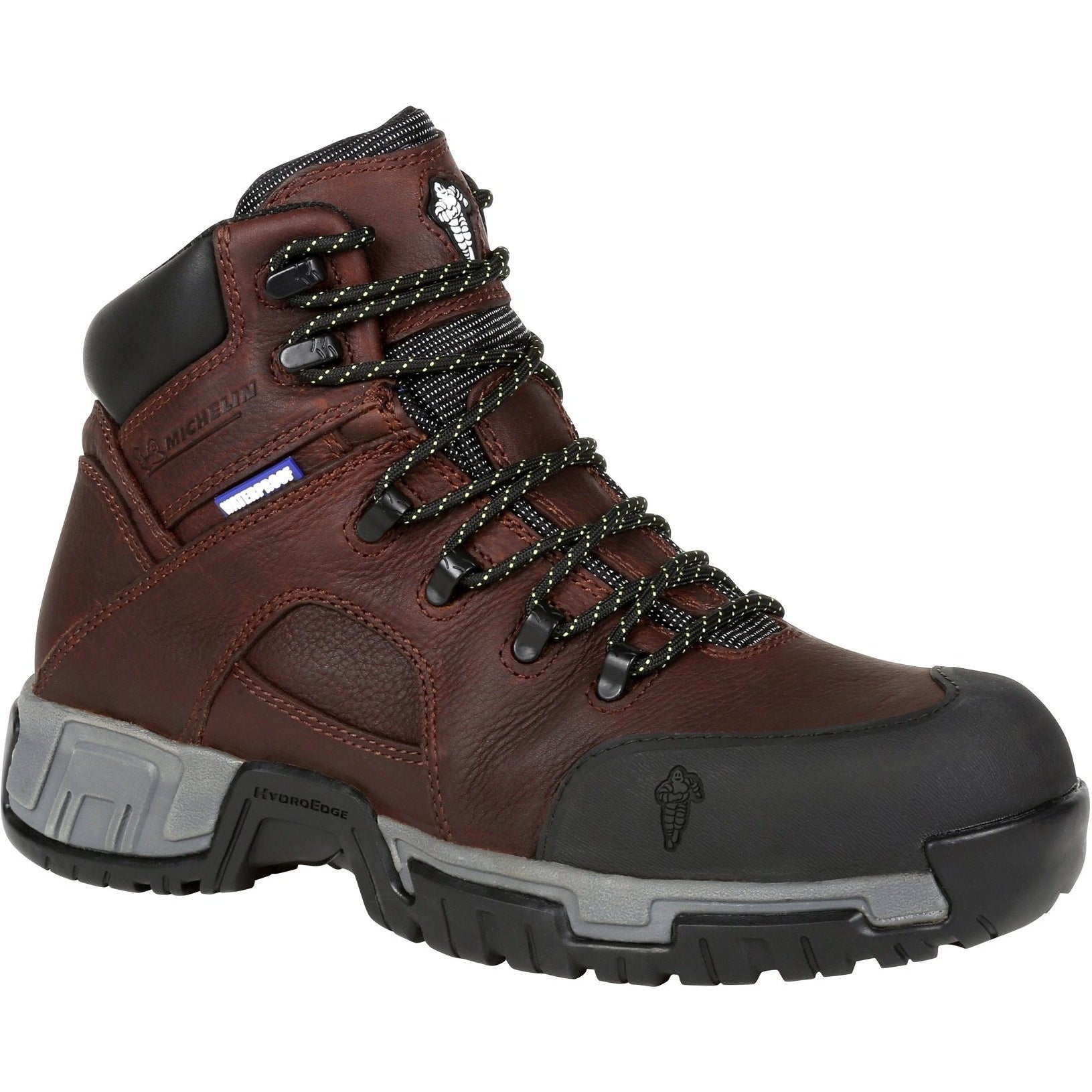Michelin Men's HydroEdge 6" Steel Toe WP Work Boot - Brown - XHY662 7.5 / Medium / Brown - Overlook Boots