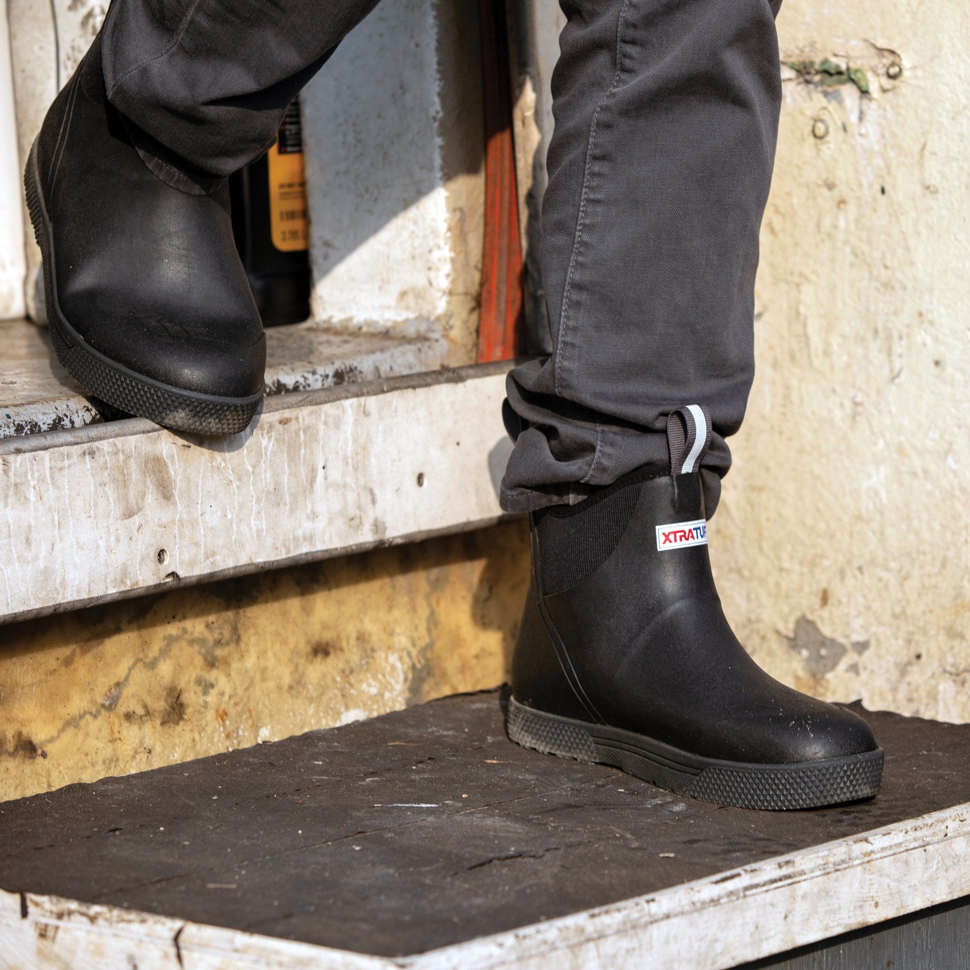 Xtratuf Men's Wheelhouse 6" Ankle Deck WP Boot - Black - XMW-000  - Overlook Boots