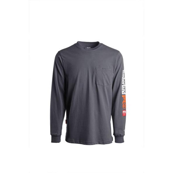 Timberland Pro Men's FR Cotton Core LS W/ Logo Work T-Shirt - Charcoal - TB0A1V8D003  - Overlook Boots