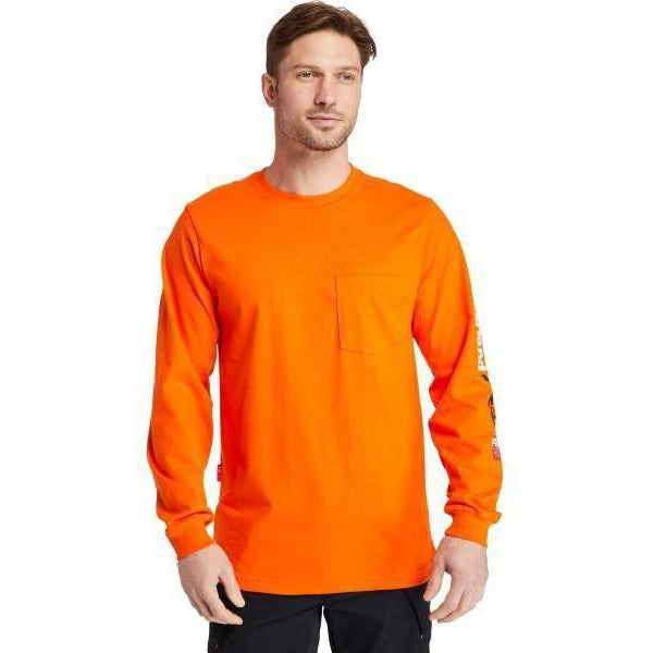 Timberland Pro Men's FR Cotton Core LS W/ Logo Work T-Shirt - Orange - TB0A1V8DY86  - Overlook Boots