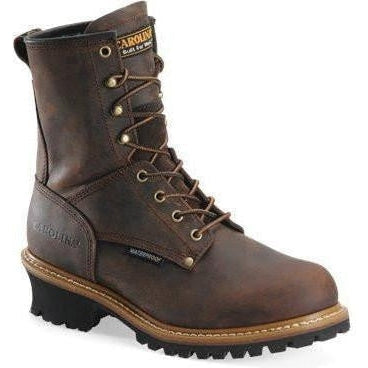 Carolina Men's Elm 8” Waterproof Logger Work Boot - Brown - CA8821 7 / Medium / Brown - Overlook Boots