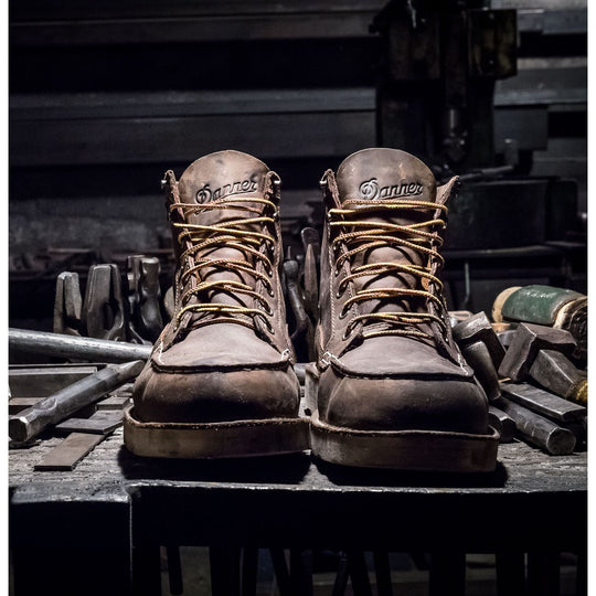 Danner Men's Bull Run USA Made 6" Moc Toe Wedge Work Boot - Brown - 15563  - Overlook Boots