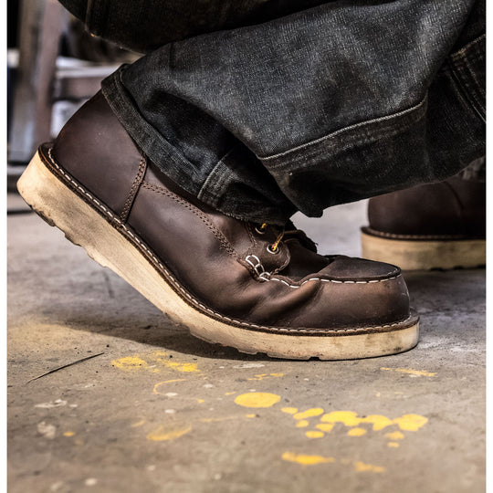 Danner Men's Bull Run USA Made 6" Moc Toe Wedge Work Boot - Brown - 15563  - Overlook Boots