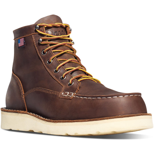 Danner Men's Bull Run USA Made 6" Moc Toe Wedge Work Boot - Brown - 15563 7.0 / Medium / Brown - Overlook Boots