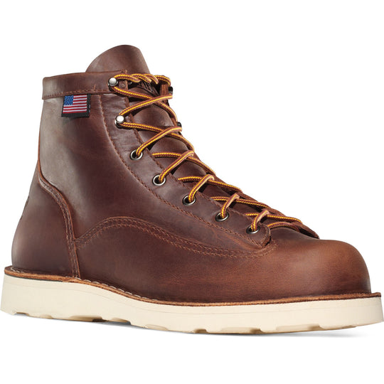 Danner Men's Bull Run USA Made 6" Soft Toe Wedge Work Boot - Brown - 15552 7.0 / Medium / Brown - Overlook Boots