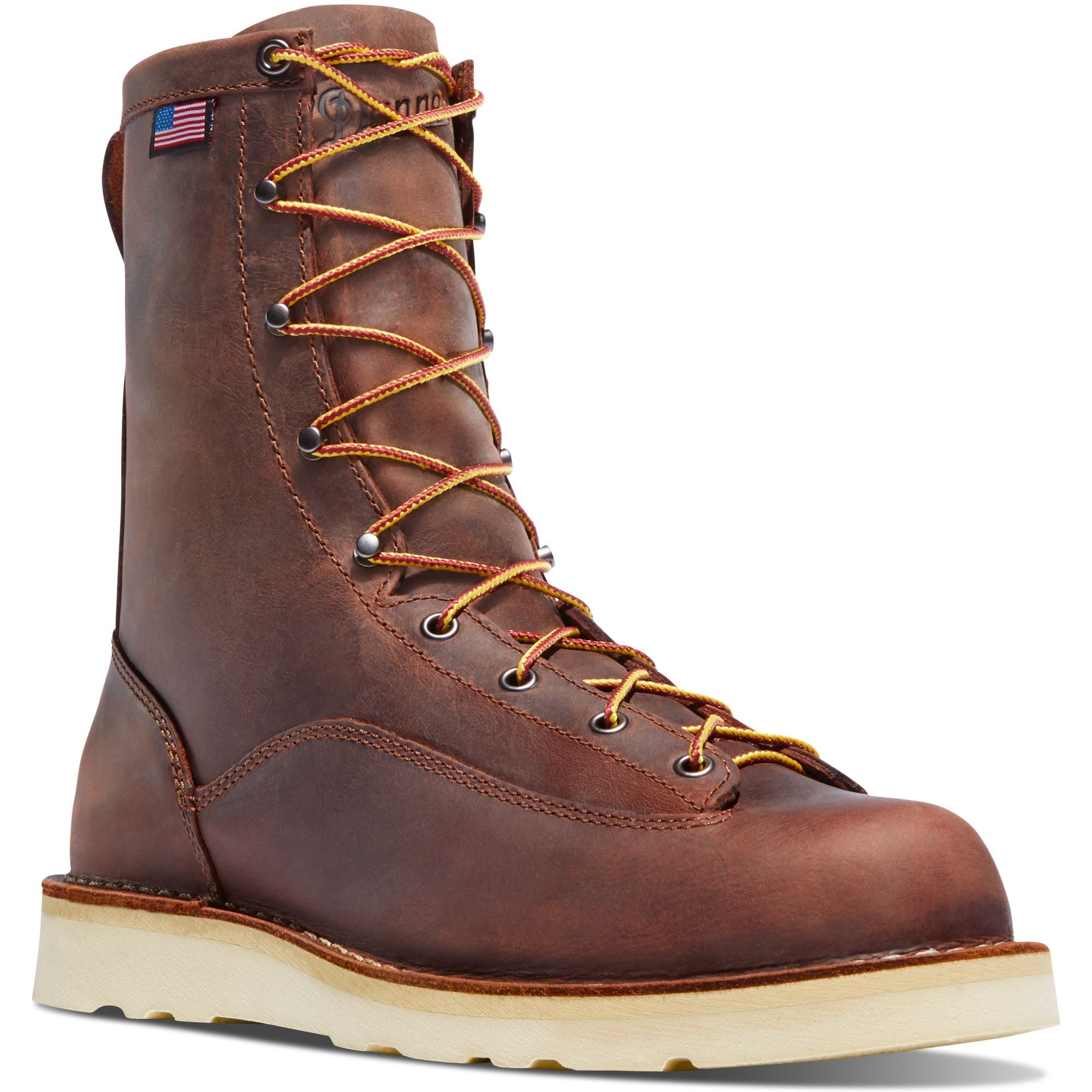 Danner Men's Bull Run USA Made 8" Soft Toe Wedge Work Boot - Brown - 15556 7 / Medium / Brown - Overlook Boots
