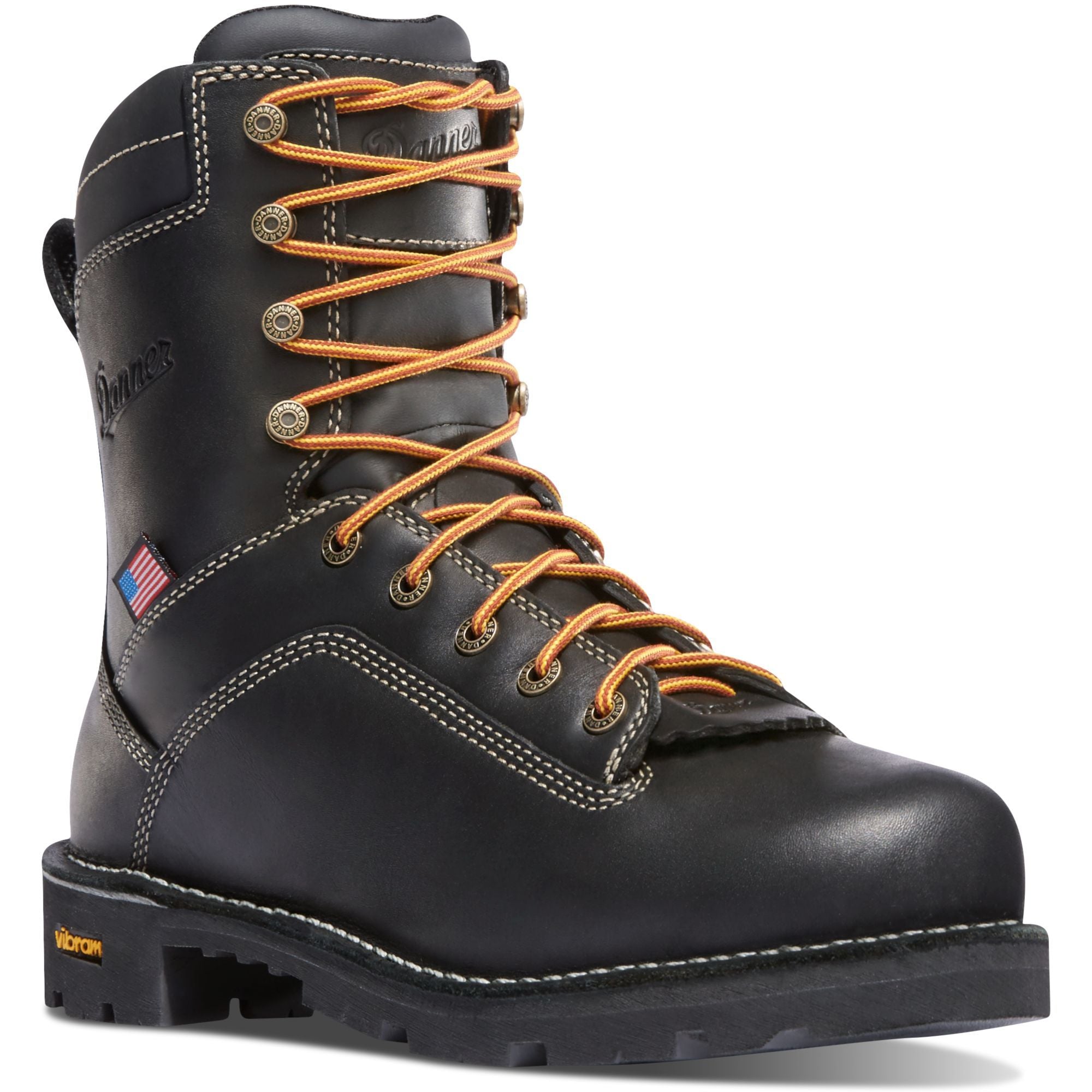 Danner Men's Quarry USA Made 8" Soft Toe WP Work Boot - Black - 17309 7 / Medium / Black - Overlook Boots