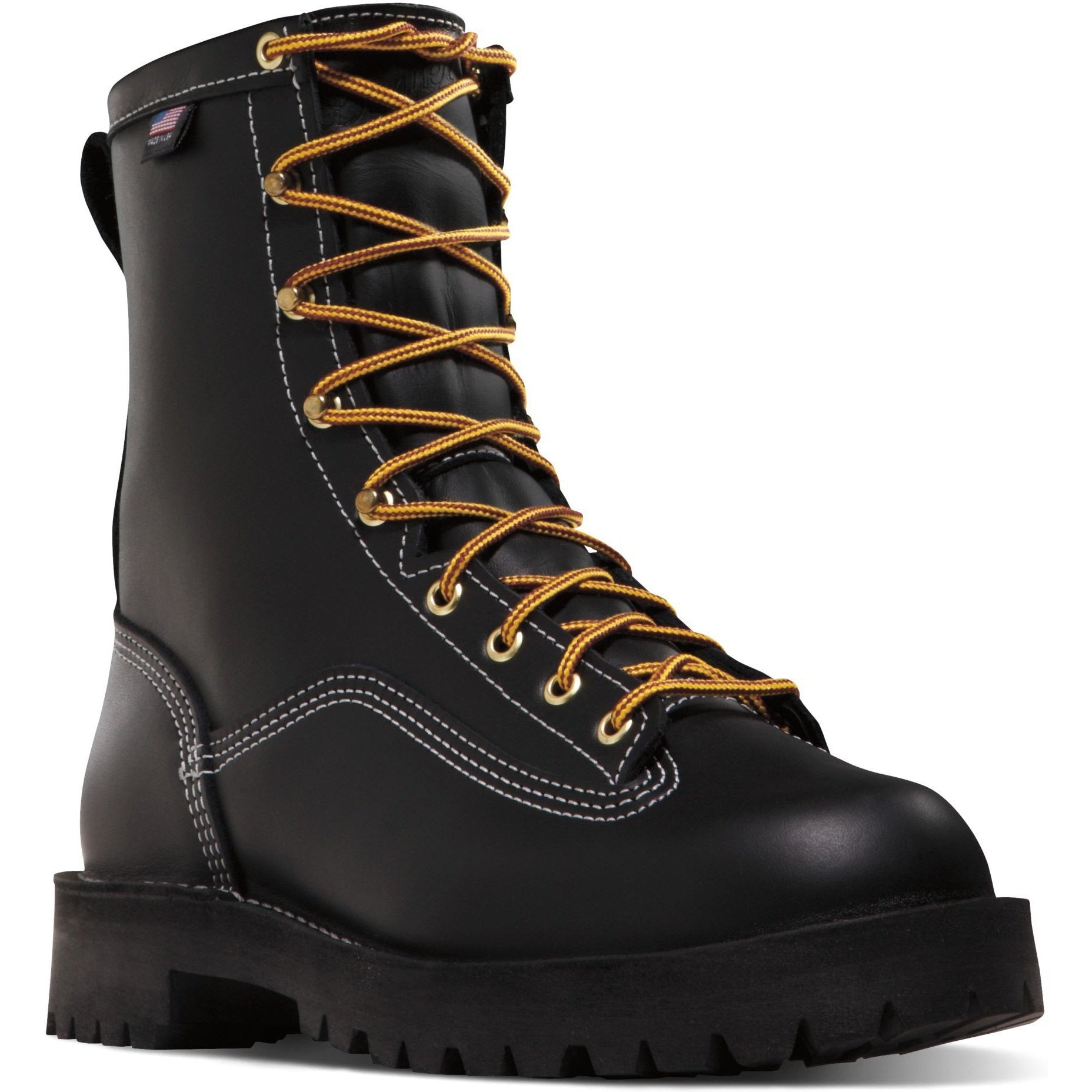 Danner Men's Rain Forest USA Made 8" Soft Toe WP Work Boot Black 11500 7 / Medium / Black - Overlook Boots