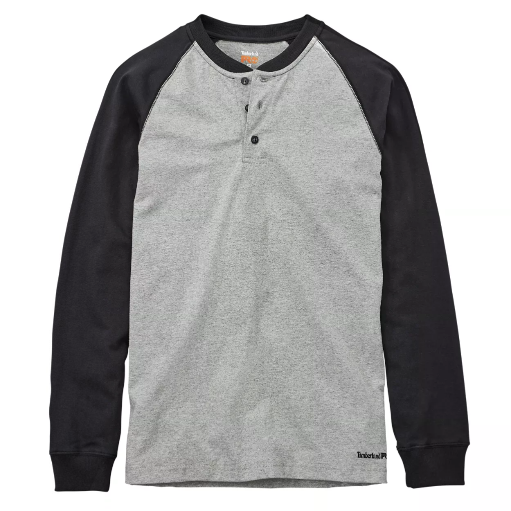 Timberland Pro Men's Cotton Core Long Sleeve Henley - Grey - TB0A1I39K26 Large / Grey - Overlook Boots
