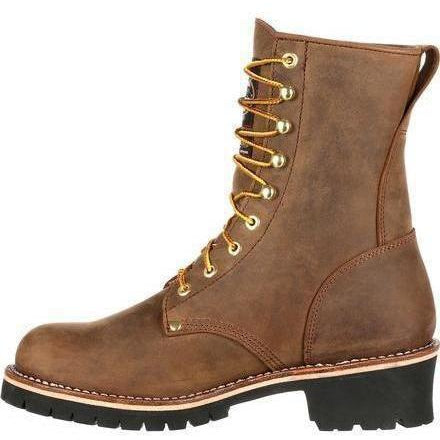 Georgia Men's 8" WP Steel Toe Ins. Logger Work Boot - Brown - GB00065  - Overlook Boots