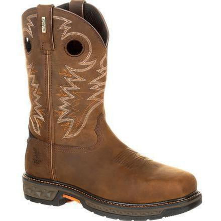 Georgia Men's Carbo-Tec 11" LT Alloy Toe WP Pull-On Western Work Boot GB00224 8 / Medium / Brown - Overlook Boots
