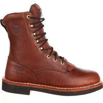 Georgia Men's Farm and Ranch 8" Lacer Work Boot - Brown - G7014  - Overlook Boots