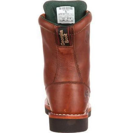 Georgia Men's Farm and Ranch 8" Lacer Work Boot - Brown - G7014  - Overlook Boots