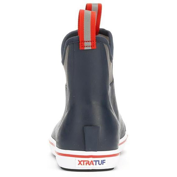 Xtratuf Men's 6" Ankle Deck Waterproof Boot - Navy / Red - 22733  - Overlook Boots