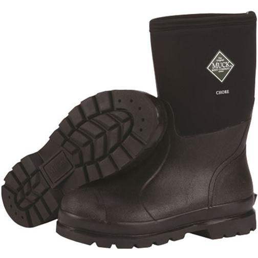 Muck Men's Chore Mid 12" WP Rubber Work Boot - Black - CHM-000A 5 / Medium / Black - Overlook Boots