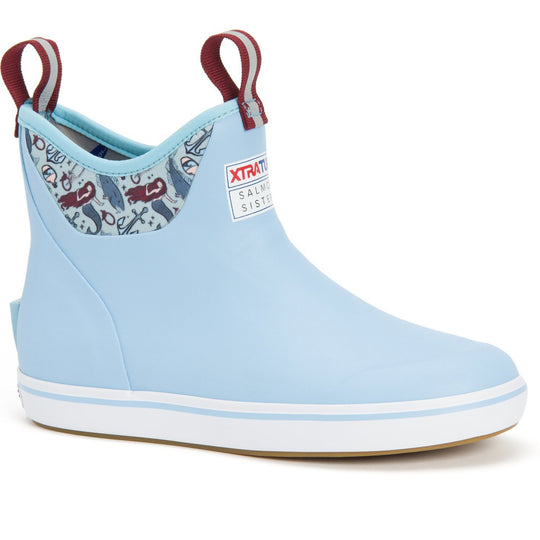 Xtratuf Women's Salmon Sisters 6" Ankle Deck Waterproof Boot - Blue - XWAB-2BM 5.0 / Light Blue - Overlook Boots