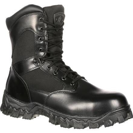 Rocky Men's Alphaforce 8" Zipper Comp Toe WP Duty Boot Black FQ0006173 7.5 / Medium / Black - Overlook Boots