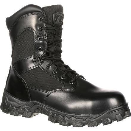 Rocky Men's Alphaforce 8" Zipper WP Duty Boot - Black - FQ0002173 7.5 / Medium / Black - Overlook Boots