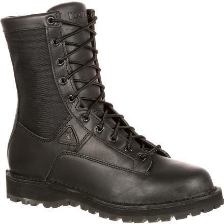Rocky Men's Lace to Toe 8" Waterproof Duty Boot - Black  - FQ0002080 7.5 / Medium / Black - Overlook Boots