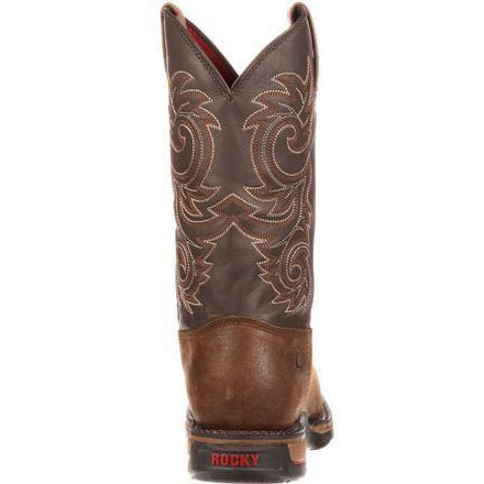 Rocky Men's Long Range Stl Toe WP Pull-on Western Work Boot Brown FQ0006654  - Overlook Boots