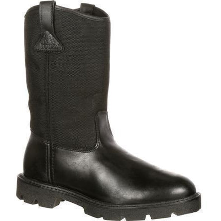 Rocky Men's Warden Pull-On Wellington Duty Boot - Black - FQ0006300 8.0 / Extra Wide / Black - Overlook Boots