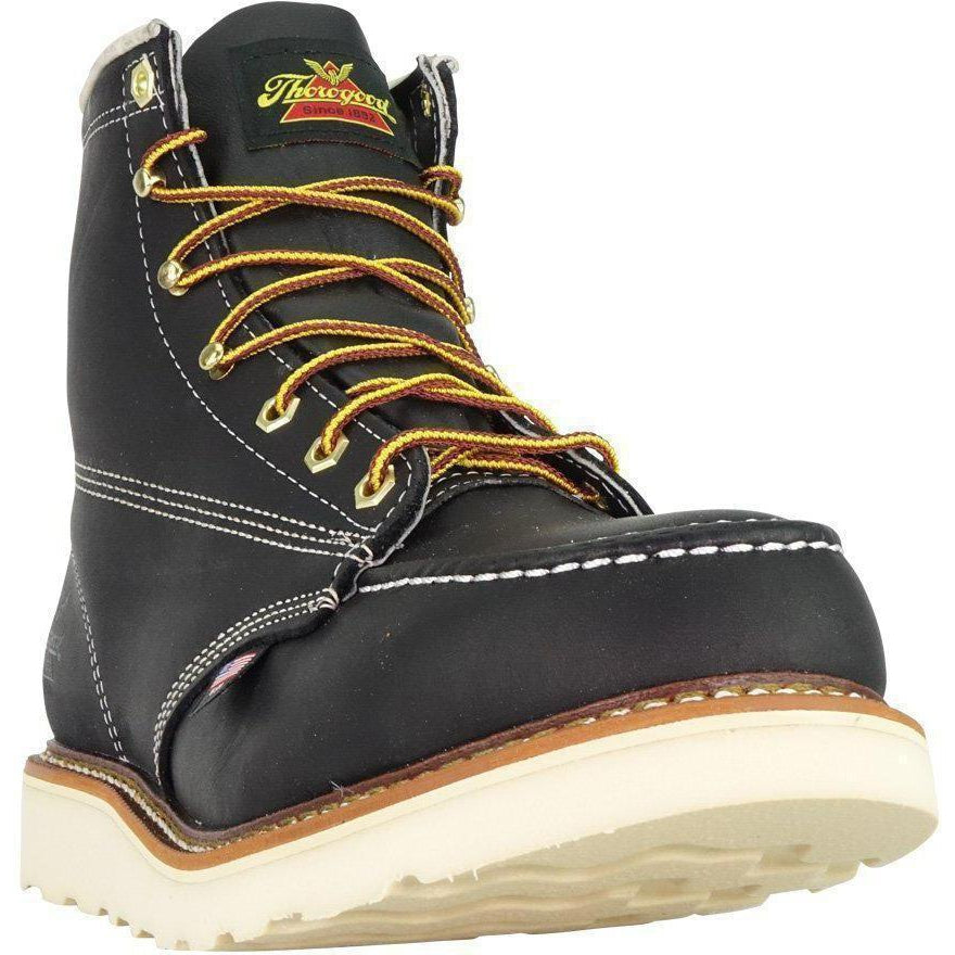 Thorogood Men's 6" Am Heritage 6" Wedge Work Boot - Black - 804-6201  - Overlook Boots