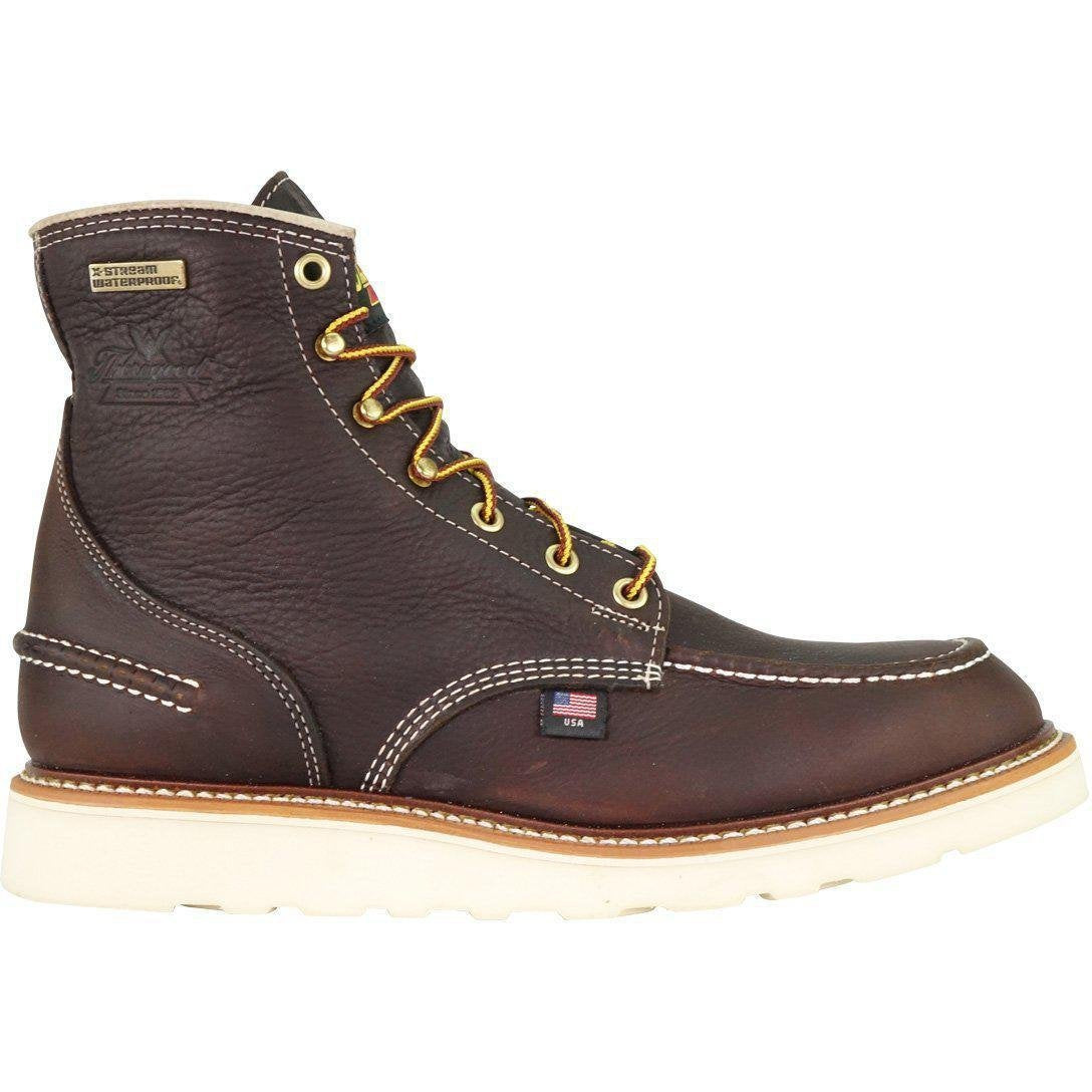 Thorogood Men's USA Made 1957 6" Moc Toe WP Wedge Work Boot Brown - 814-3600  - Overlook Boots