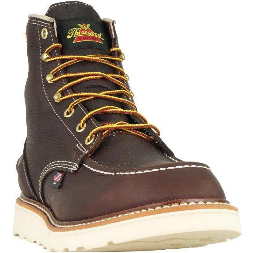Thorogood Men's USA Made 1957 6" Moc Toe Waterproof Wedge Work Boot Brown - 814-3600 - Overlook Boots
