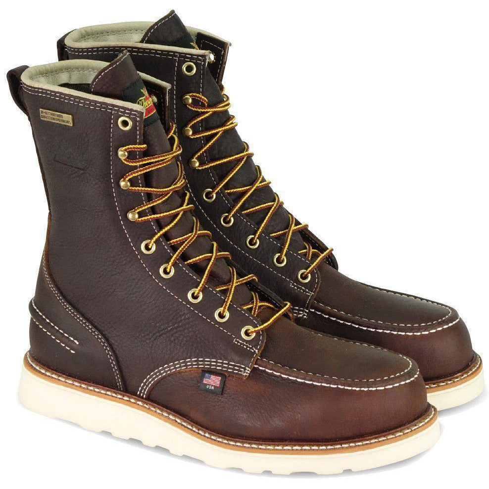 Thorogood Men's USA Made 1957 8" Moc Toe WP Wedge Work Boot Brown 814-3800 8 / Medium / Brown - Overlook Boots