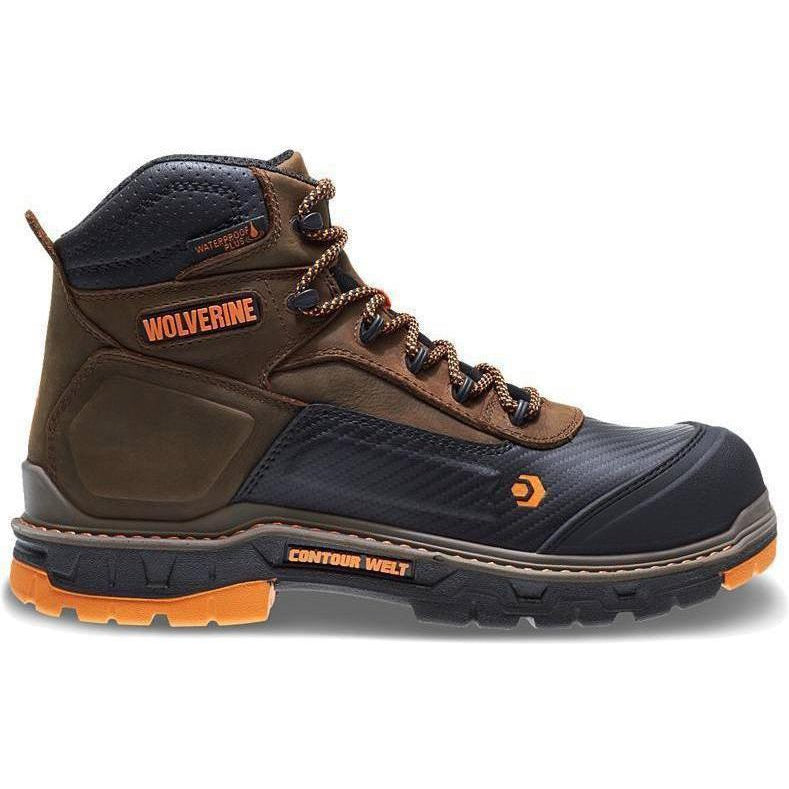 Wolverine Men's Overpass Safety Toe 6" WP Work Boot - Brown - W10717  - Overlook Boots